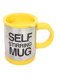 Generic Stainless Steel Self Stirring Coffee Mug Yellow/Silver/Black 10x13.8x12centimeter