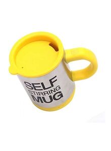 Generic Stainless Steel Self Stirring Coffee Mug Yellow/Silver/Black 10x13.8x12centimeter