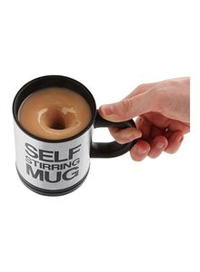 Generic Stainless Steel Self Stirring Coffee Mug Black/Silver 4.37x3.37inch