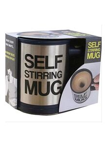 Generic Stainless Steel Self Stirring Coffee Mug Black/Silver 4.37x3.37inch