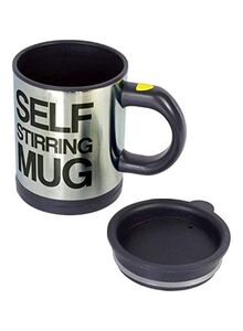 Generic Stainless Steel Self Stirring Coffee Mug Black/Silver 8.8 x 8.8 x 11.5centimeter