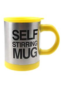 Generic Stainless Steel Self Stirring Coffee Mug Yellow/Silver 9.6 x 14.2 x 12.4centimeter