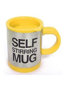Generic Stainless Steel Self Stirring Coffee Mug Yellow/Silver 9.6 x 14.2 x 12.4centimeter