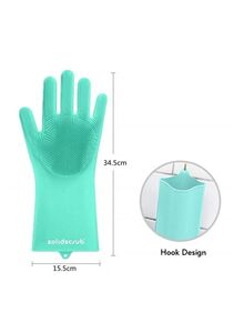 Generic 2-Piece Silicone Cleaning Glove Light Green 190g