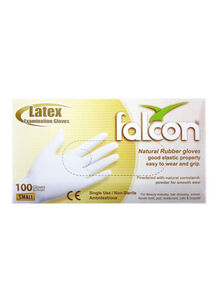 falcon 100-Piece Disposable Gloves White 20centimeter