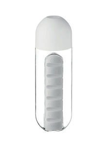Generic 2-In-1 Tritan Water Bottle With Built-In Daily Pill Box Organizer White