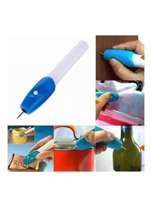 Generic Plastic Engraving Pen White/Blue