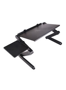 Generic Adjustable Laptop Stand Aluminum Alloy Bed Table Stand Foldable Legs Laptop Notebook Riser Reading Holder Tray with Mouse Pad black 53.10X4.80X27.00cm