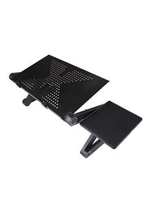 Generic Adjustable Laptop Stand Aluminum Alloy Bed Table Stand Foldable Legs Laptop Notebook Riser Reading Holder Tray with Mouse Pad black 53.10X4.80X27.00cm