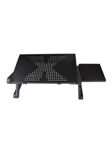 Generic Adjustable Laptop Stand Aluminum Alloy Bed Table Stand Foldable Legs Laptop Notebook Riser Reading Holder Tray with Mouse Pad black 53.10X4.80X27.00cm