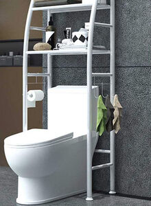 NuSense Metal Toilet Shelf White 44X166X25cm
