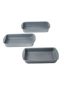 DESSINI 3-Pieces Granite Square Pan Set Grey Square Pan 1 (33x22), Square Pan 2 (35x25), Square Pan 3 (38x28)cm