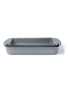 DESSINI 3-Pieces Granite Square Pan Set Grey Square Pan 1 (33x22), Square Pan 2 (35x25), Square Pan 3 (38x28)cm