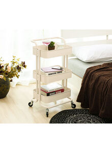 Roman Gifts 3-Tier Trolley Storage Cart With Wheels Beige 43.5x33x87cm