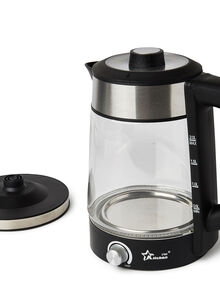 Generic Electric Kettle With Tea Pot 7007-Black Black/Silver/Clear