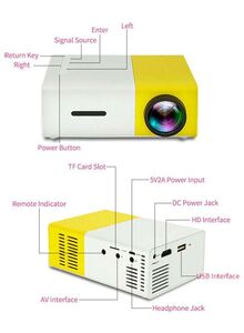 Aibecy Mini Portable LED Projector OS3936Y-UK Yellow/White