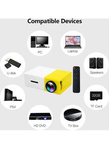 Aibecy Mini Portable LED Projector OS3936Y-UK Yellow/White