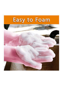Generic Silicone Scrubbing Gloves Pink 20cm