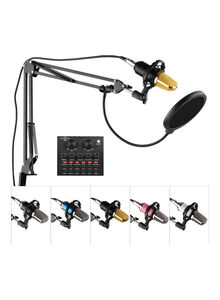 Generic Professional Condenser Microphone Kit With External Sound Card Multicolor