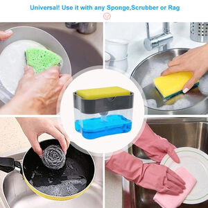 Generic 2-In-1 Manual Push Soap Dispenser Sponge Tank Grey 200ml