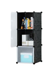 Generic 3-Modular Detachable Storage Cabinet Black/White 39x37x111cm