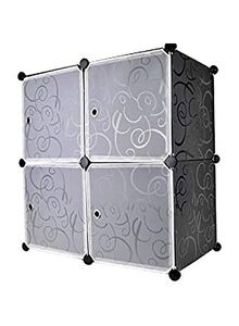 Generic 4-Modular Detachable Storage Cabinet Black/White 75x37x75cm