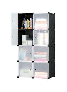 Generic 8-Modular Detachable Storage Cabinet Black/White 75x37x147cm