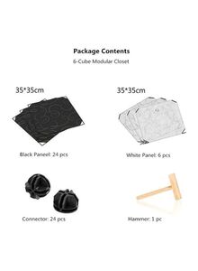 Generic 6-Modular Detachable Storage Cabinet Black/White 111x37x111cm