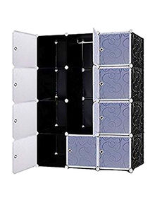 Generic 12-Modular Detachable Closet Black/White 110x37x146cm