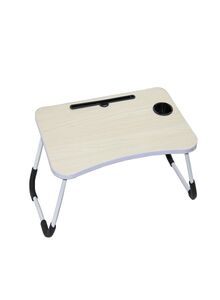 Generic Foldable Laptop Table With Cup Holder Beige 60 x 40cm
