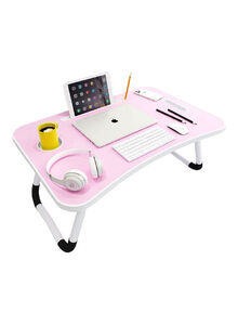 Generic Foldable Laptop Table With Cup Holder Pink 60 x 45cm