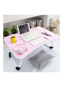 Generic Foldable Laptop Table With Cup Holder Pink 60 x 45cm
