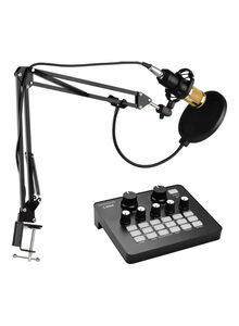 Generic Professional Broadcasting Studio Recording Condenser Microphone Kit I7262 Black