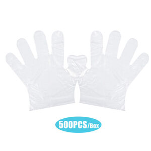 EHOME 500-Piece Disposable PE Gloves Set White 24.5cm