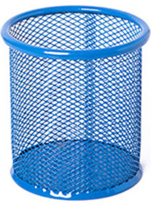 Generic Mesh Metal Pen Pencil Brush Pot Holder Blue 20 x 10 x 20cm