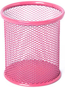 Generic Mesh Metal Pen Pencil Brush Pot Holder Rose Red 20 x 10 x 20cm