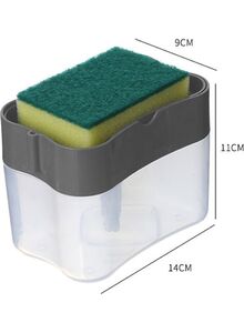 Generic 2-in-1 Soap Pump Dispenser With Sponge Holder grey 14 x 9 x 11cm
