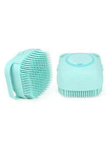 Generic Silicone Shower Brush With Soap Dispenser Light Blue