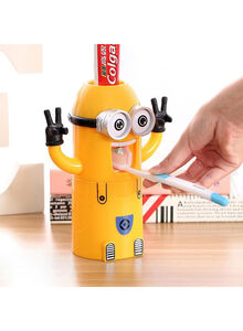 Generic Mini Toothpaste Dispenser And Toothbrush Holder Yellow 15centimeter