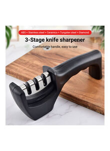 Generic 3-Stage Manual Knife Sharpener Black/Silver