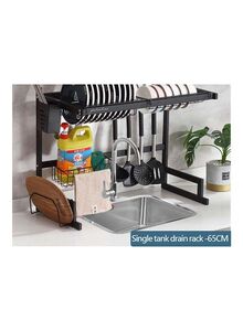 fashionhome Multi Layer Kitchen Sink Drain Board Rack Black 34x85x89cm
