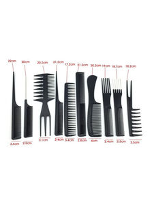 Generic 10-Piece Hairdressing Plastic Brush Combs Set Black 150g