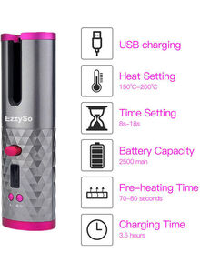 EzzySo Rechargeable Hair Curler Grey/Pink 450g