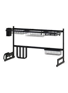 Generic Stainless Steel Dish Rack Dryer Holder With Draining Board Black 69x16x34cm