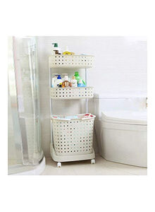 Generic 3-Tier Kitchen Bathroom Organizer Rack With Wheels White 44x32.5x103cm