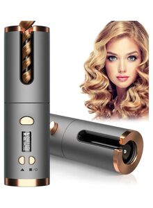 XiuWoo Ceramic Curling Wand Cordless Auto Hair Curler With 6 Temperature Control Silver