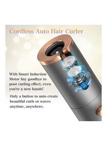 XiuWoo Ceramic Curling Wand Cordless Auto Hair Curler With 6 Temperature Control Silver