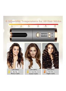 XiuWoo Ceramic Curling Wand Cordless Auto Hair Curler With 6 Temperature Control Silver