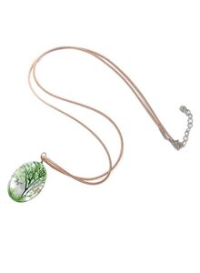 Sharpdo Crystal Dried Flower Pendant Necklace