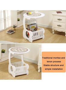 fashionhome Moveable Wood Bedside Table Storage Stand White 21.653 x 21.653 x 25.59inch